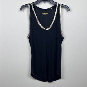 ❌❌SOLD❌❌ZADIG & VOLTAIRE black V neck light weight tank top large
